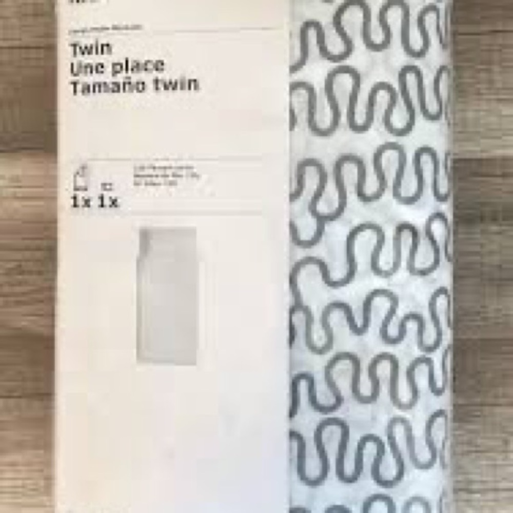 Ikea Krakris Grey White Squiggle Modern Art Twin Duvet /matching pillow sham - Picture 8 of 12